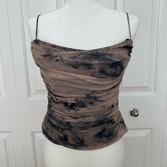 Zara Brown Ruched Crop Camisole - Picture 2 of 10